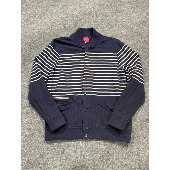 Paul Smith Other - Paul Smith Sweater Mens Large Blue Striped Snap Cardigan Pockets Cotton
